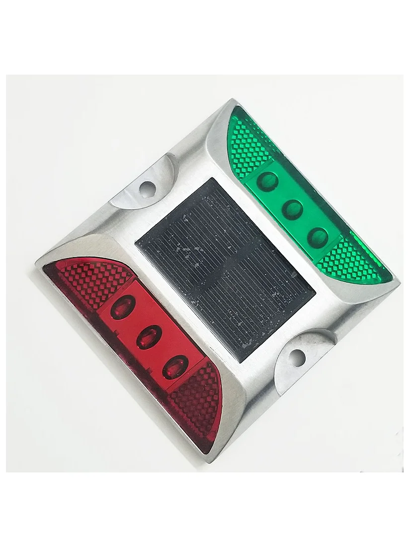 BR-F03 Solar Double-sided Reflective Spike LED Cast Aluminum Barricade Flashing Light Waterproof Warning Light Bright Durable