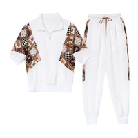 Grand survêtement pour femmes, costume d'été, vêtements de loisirs, grande taille, haut court et pantalon crayon, 2 ensembles deux pièces pour femmes, nouvelle collection 6
