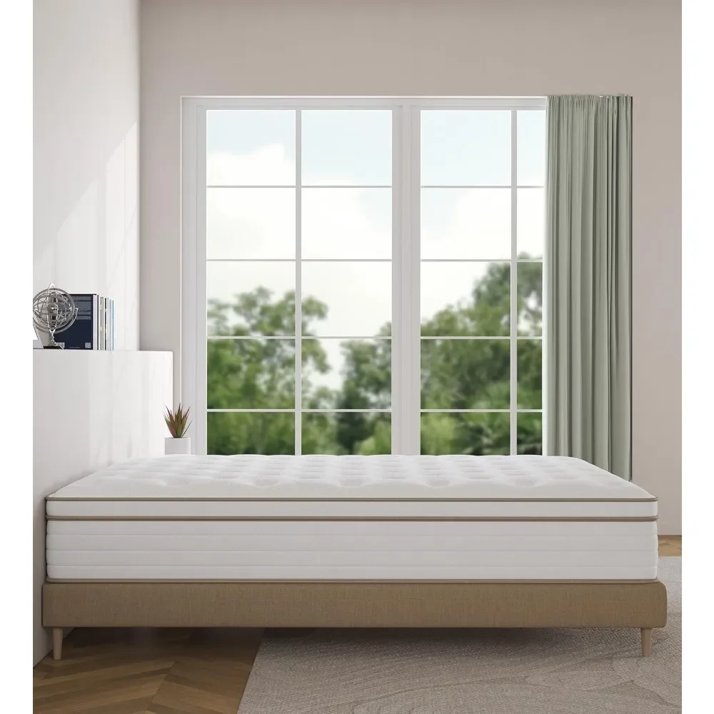 Full Size Mattress, 12 Inch White Full Mattress in a Box, Memory Foam Individually Pocket Coils for Pain Relief,Sweet Sleep 3