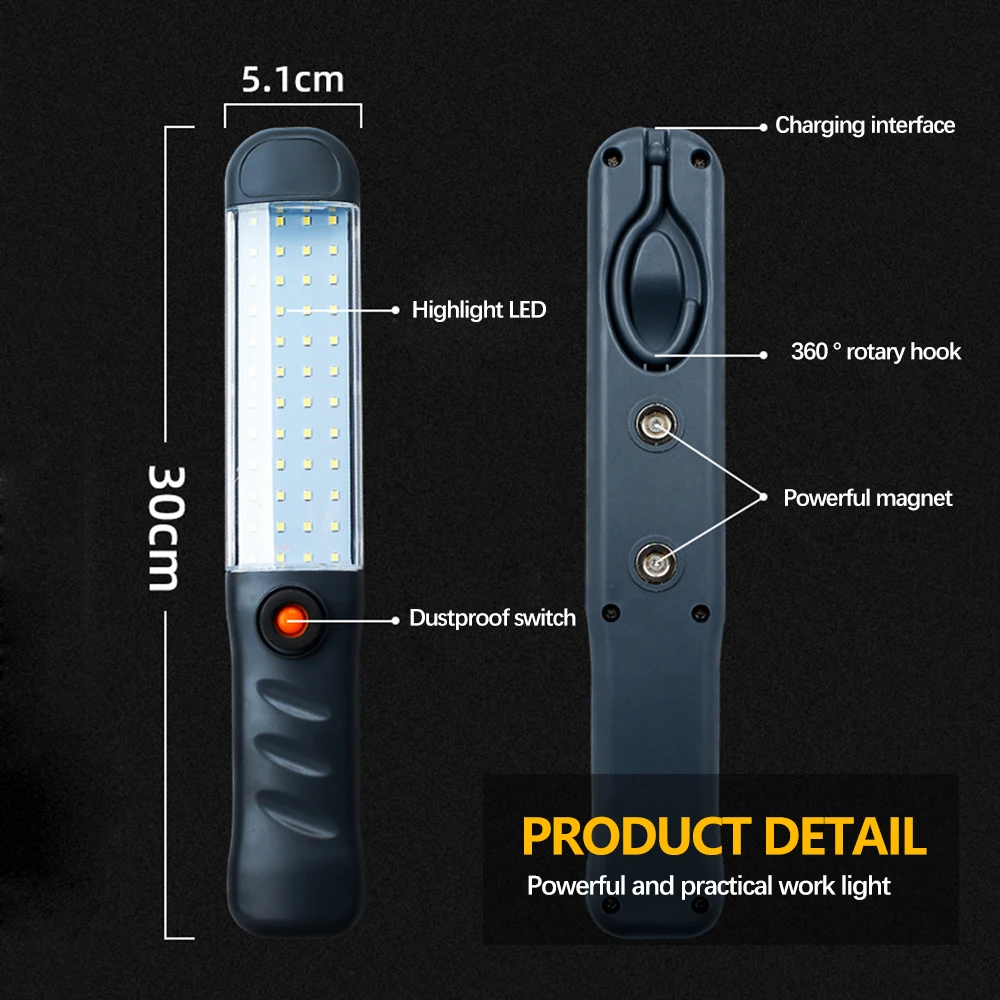 Description Picture 6 of itemLED Flashlights Rechargeable Work Light with Magnetic Base and Hanging Hook 3 Modes Floodlight for Car Repair Grill Outdoor Use