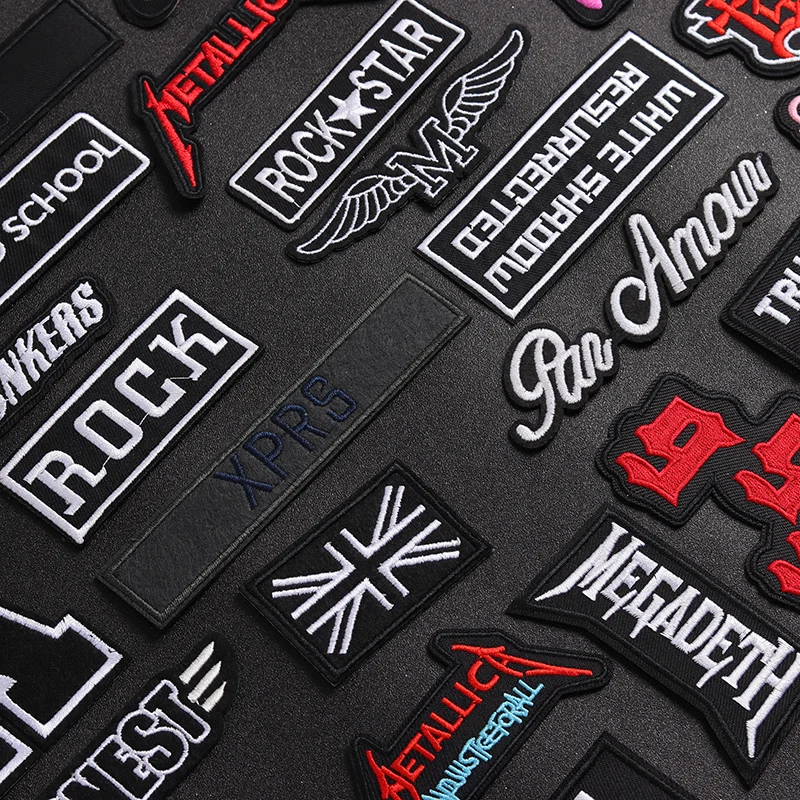 Iron On Patches Band Clothe Embroidery Applique Sewing Supplies Decorative Handmade Badges ROCK MUSIC
