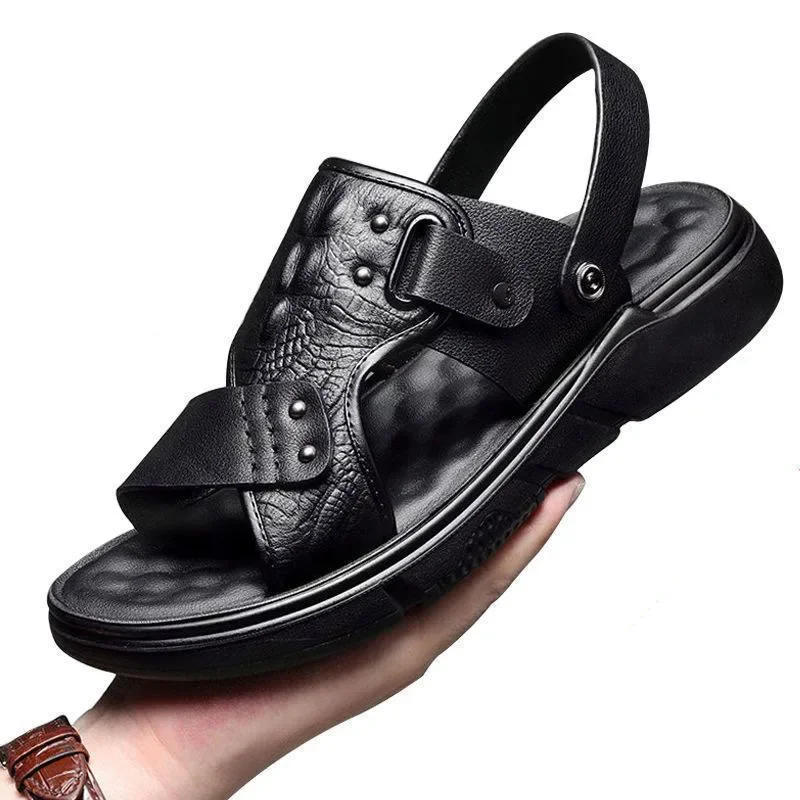 Men's summer outdoor slip-resistant thick-soled sandals flip-flops beach shoes sports for driving flat double-purpose sandals
