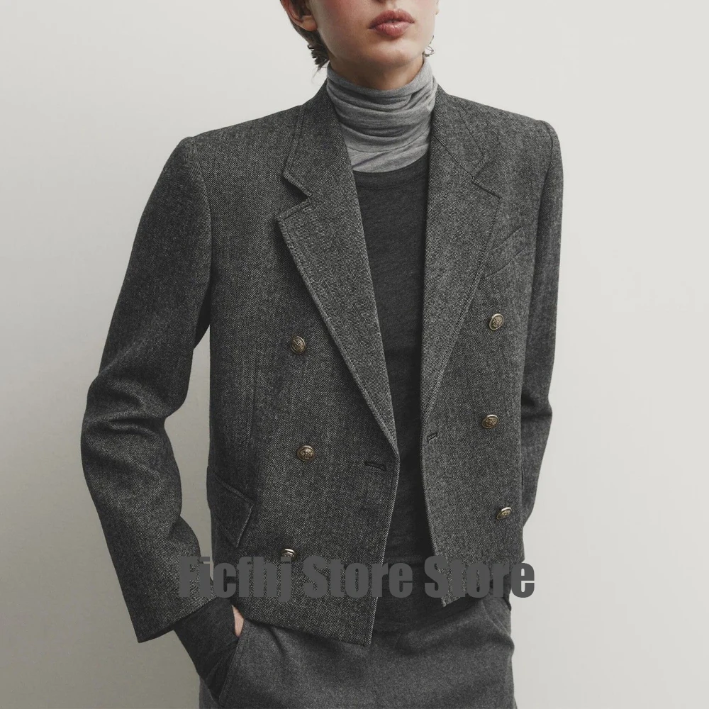 Women's Herringbone Jacket New in Outerwear Elegant Woman Coat With Long Sleeves Winter Coat Female New in Coats & Jackets Lady