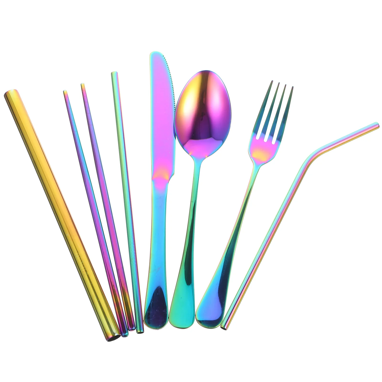 

1 set of Steak Silverware Cutlery Fork Spoon Dessert Spoon Fork Western Tableware Straws