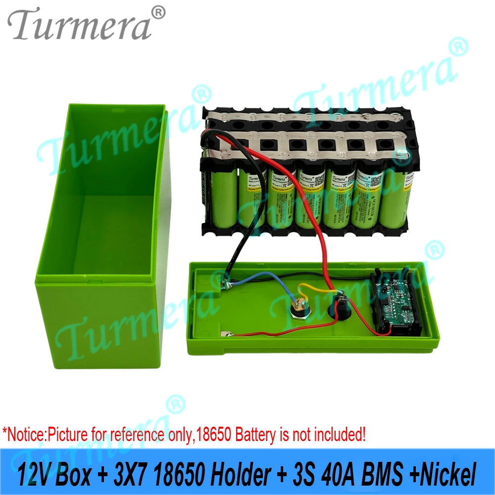 터메라 DIY 12V 18650 배터리 박스 키트 3S 40A BMS 3x7 홀더, 전압 디스플레이, 듀얼 USB 5V 파워 뱅크 포함, 태양광 전기 자전거 에너지용
