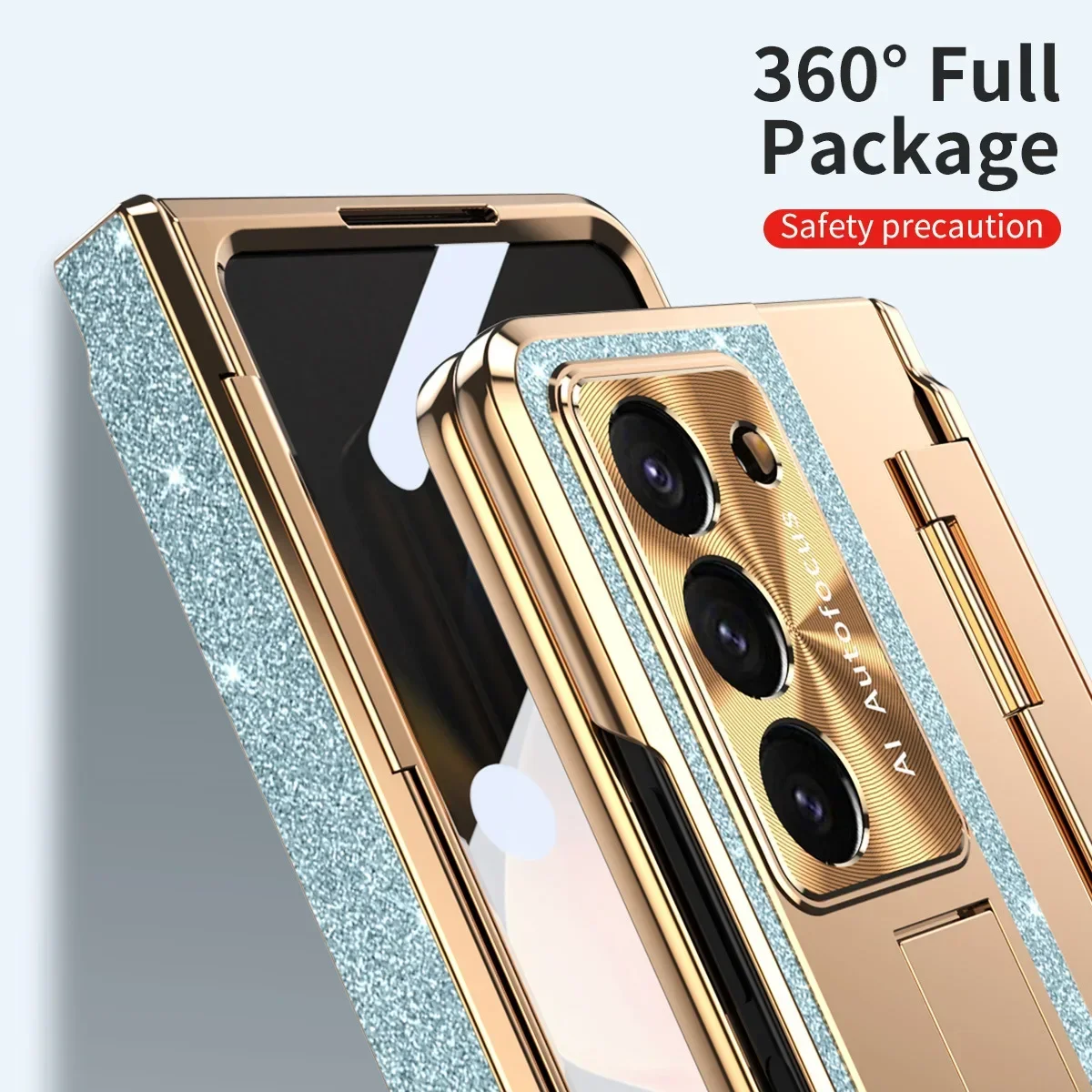Magsafe Hinge With Wireless Charging Phone Cases For Samsung Galaxy Z Fold 5 4 3 Case Electroplated Shell Membrane Z-Fold3 Cover