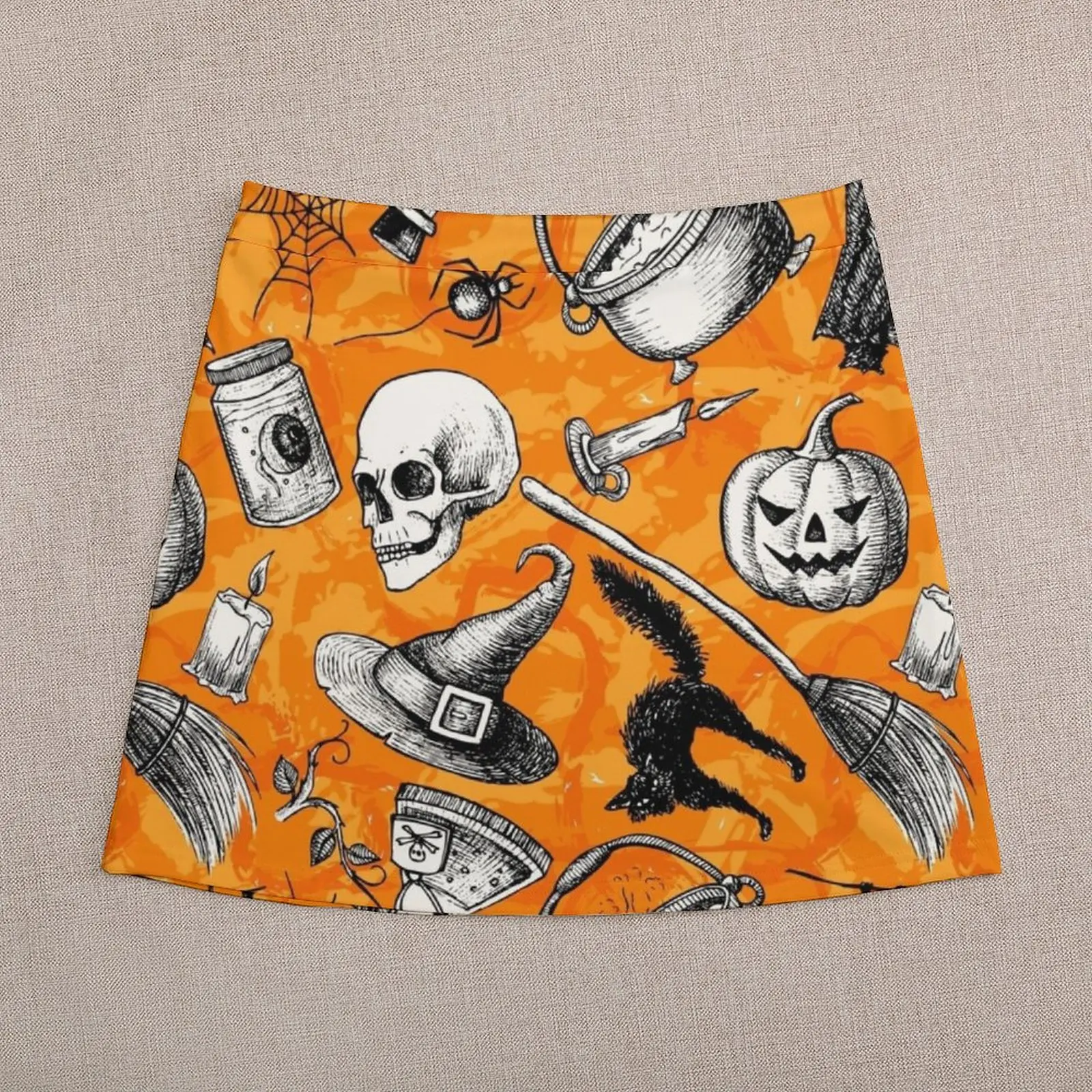 Vintage Hand Drawn Halloween Mini Skirt dress modest skirts for women