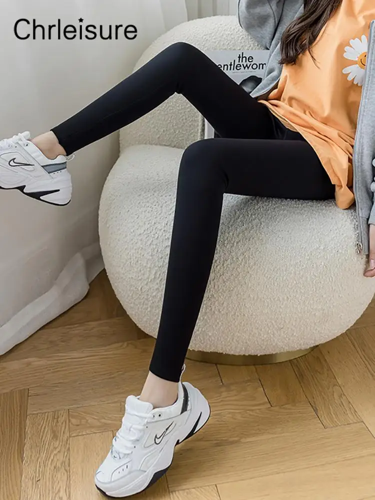 CHRLEISURE Zimske sportske ženske tople crne debele uske Veet hlače elastične push-up modne uske tajice ženske nove_voghion.com