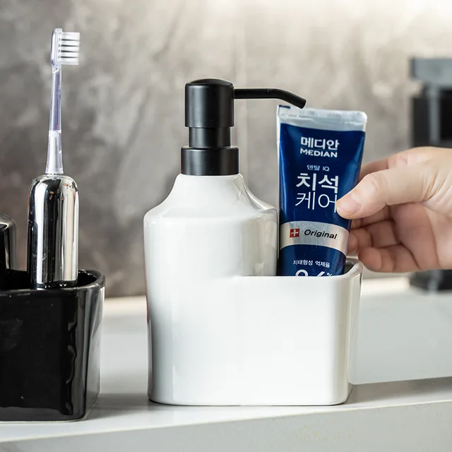 480 มล. ตู้ทำสบู่สร้างสรรค์เซรามิคลосьชั่นขวดบรรจุภัณฑ์ขวดแชมพูเจลอาบน้ำโรงแรมห้องน้ำบ้านตู้ทำสบู่ 2