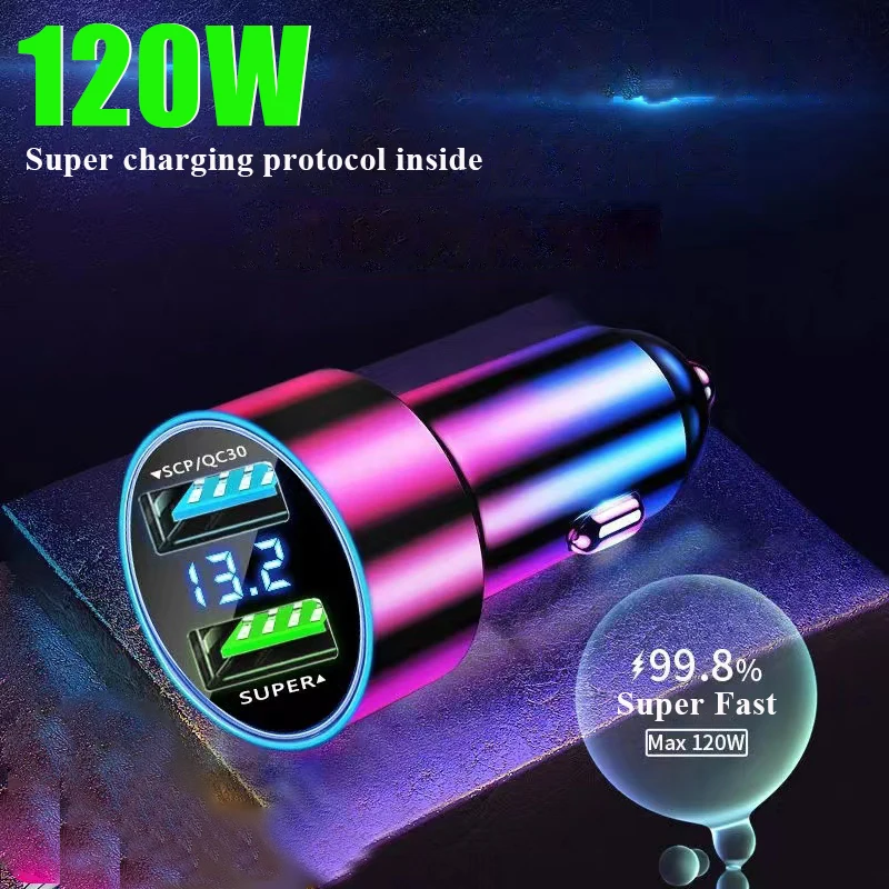 USB 차량용 충전기 고속 충전 듀얼 USB 차량용 충전기 2포트 LCD 디스..