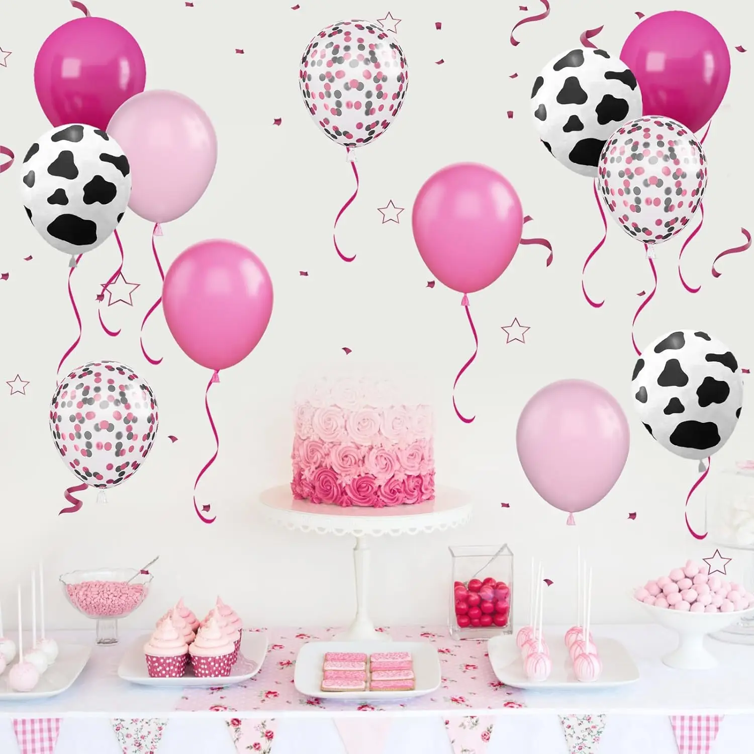 100-Piece Cow Print Balloons Set | 12" Pink Western Theme Party Decorations
