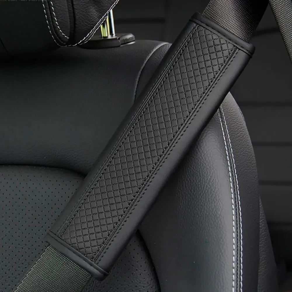 Seat Belt Covers PU Leather Embossed Car Seat Belt Shoulder Cover Pressure Reducing and Comfortable Car Accessories Seat Belt Protective Cover
