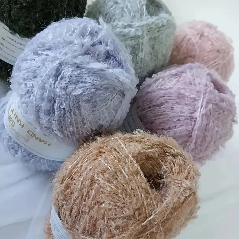 50g 울 루프드 얀, 손뜨개 DIY 인형 가방 스웨터용 고급 루프드 팬시 얀 볼, 140m 부드럽고 편안한 특성 있는 얀