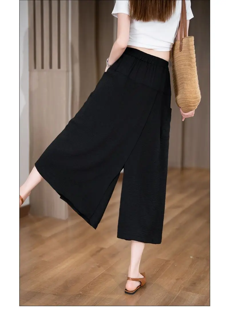 2026 High-Waist Wide-Leg-Hose Sommer Dünn Locker Lässige Culottes Damen Bequeme Modische Lange Hose – Detail 10