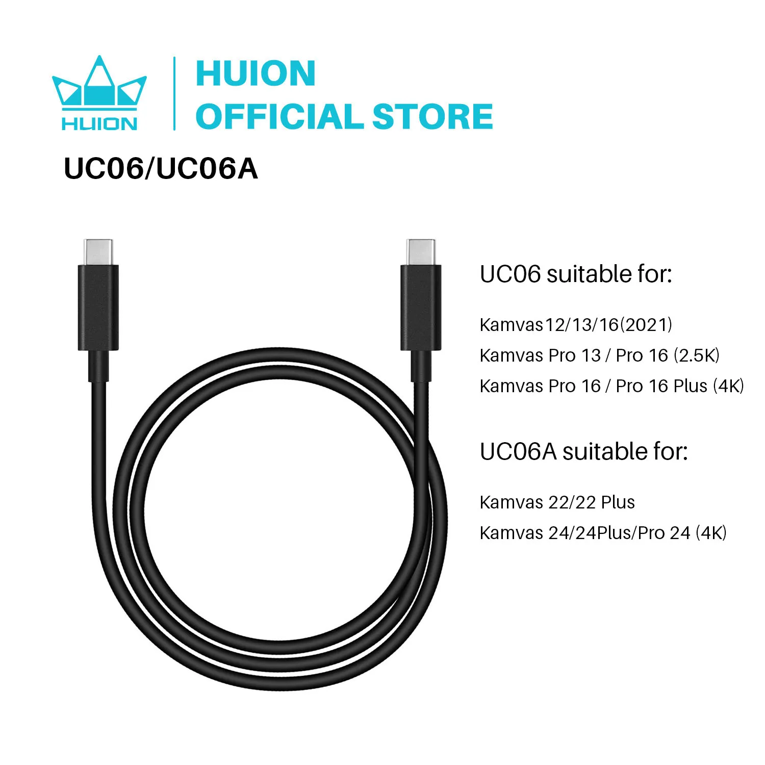 Huion UC06 / UC06A Full-Featured USB-C to USB-C Cable USB 3.1 for Kamvas 13 / Kamvas 22 / Kamvas 22 Plus