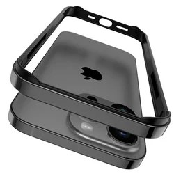 Enhanced Shockproof Metal Bumper Case with Silicone Frame and Alloy Design - iPhone 14 Pro (Black)