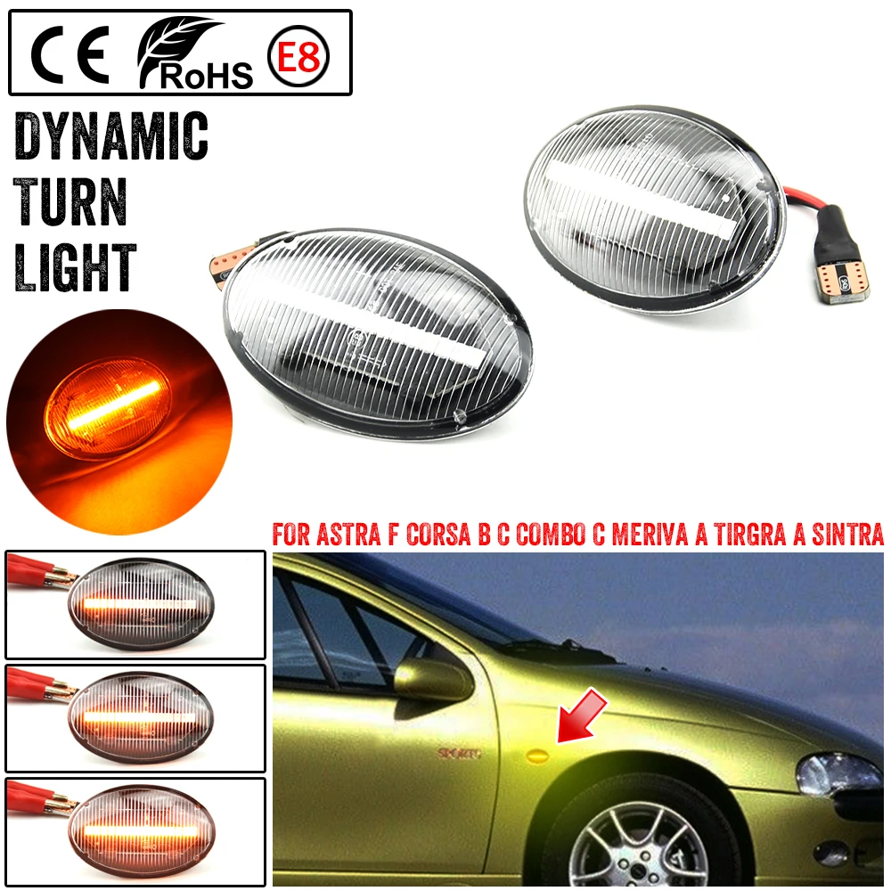 2Pcs Car Dynamic LED Side Marker Lihgt Turn Signal Lamp For Opel Corsa B C  Astra F Combo B C Meriva A Car Accessories