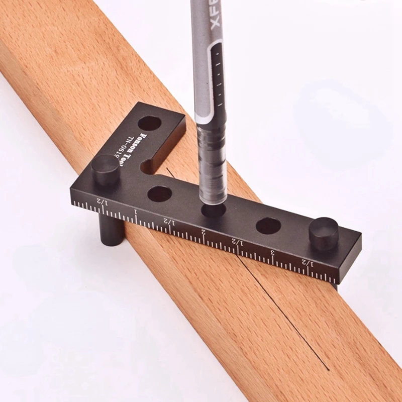 Woodworking Center Scriber 90 Degree Precision Square Edge Marking Tool Aluminum Alloy Carpentry Marking Gauge Durable Black
