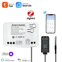 Mumubiz Zigbee 1 Gang Smart Switch with Temperature Humidity Sensor, Tuya Smart Life APP ,Passive Dry Contact Relay Match Alexa