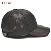 2025 New Style Men Brown Cow Leather Baseball Outdoor Real Leather Retro Hat Adjustable Real Cowhide Leather Baseball Cap 1