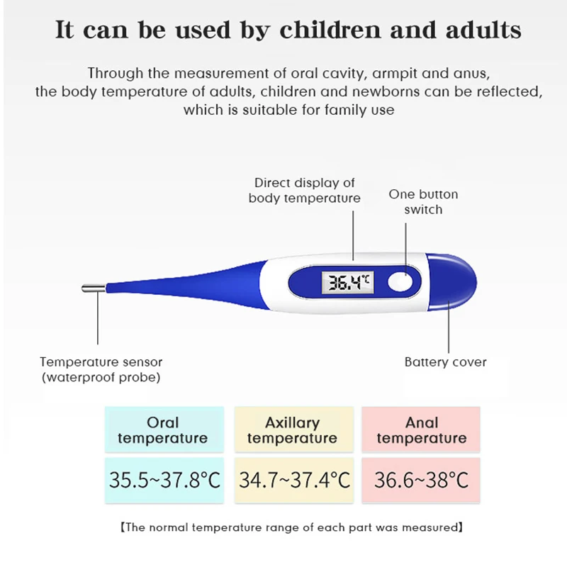 Thermometer Electronic Soft Head Digital Oral Armpit Temperature Measurement Household Adults Children Thermometers Fever