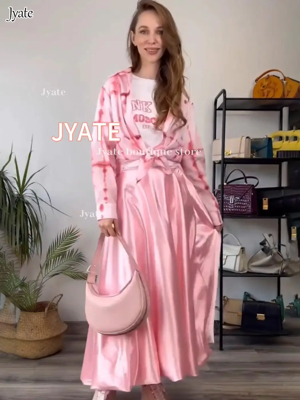 2023 Spring Summer Women Satin High Waist A-line Drape Skirt Fashion Elegant Solid Color Zipper Simple French Tutu Skirts