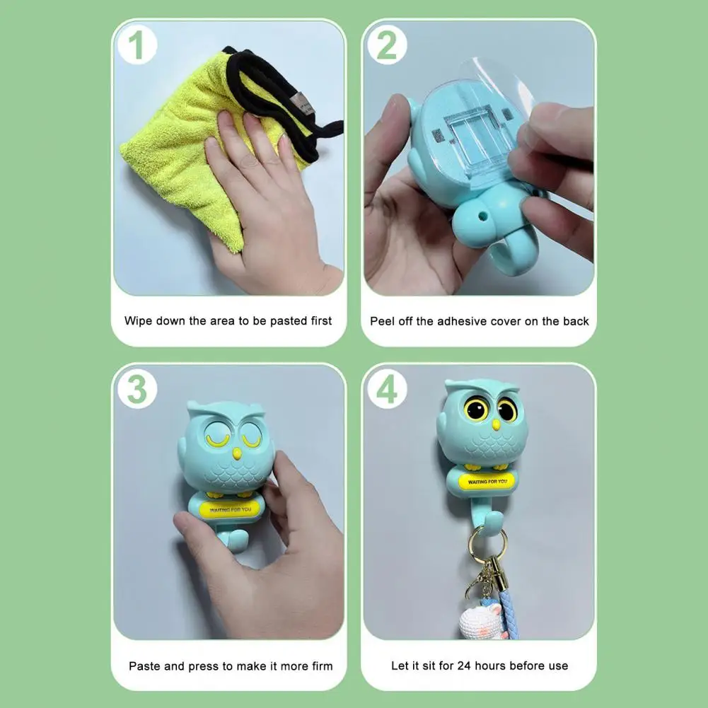 Novelty Owl Coat Hanger Charming Owl Key Hook with Automatic Eye Movement Decorative Wall Hanger for Towels Unique Office Decor