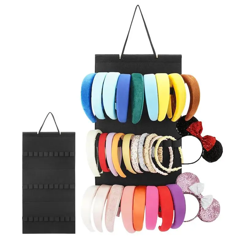 

Wall Hang Headband Organizer 30-Grids Felt Ribbon Hair Hoops Storage Rack Hangable Wall Headband Holder Organizer Home Decor