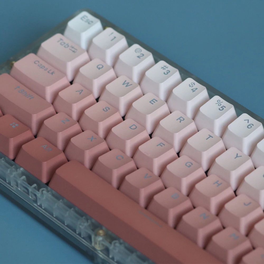 Pink Gradiente Keycaps para Teclados Mecânicos Perfil Oem Retroiluminado Transparente Pbt Lado Top Print Gk61 68 87 104 - Imagem 3