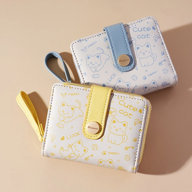 Cartera-japonesa-con-dise-o-de-gato-para-mujer-tarjetero-peque-o-con-cremallera-para-guardar.jpg Cartera japonesa con diseño de gato para mujer, tarjetero pequeño con cremallera para guardar llaves, monedero para estudiantes - Imagen 2