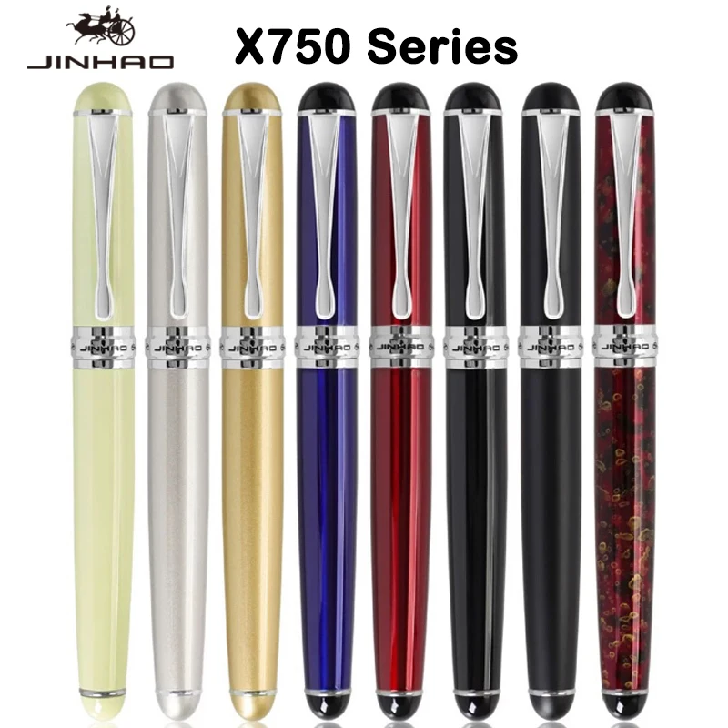 JINHAO 클래식 스타일 실버 클립 금속 만년필, 펜촉 스틸 잉크 펜, 사무실 학용품 문구 선물, X750, 0.5mm