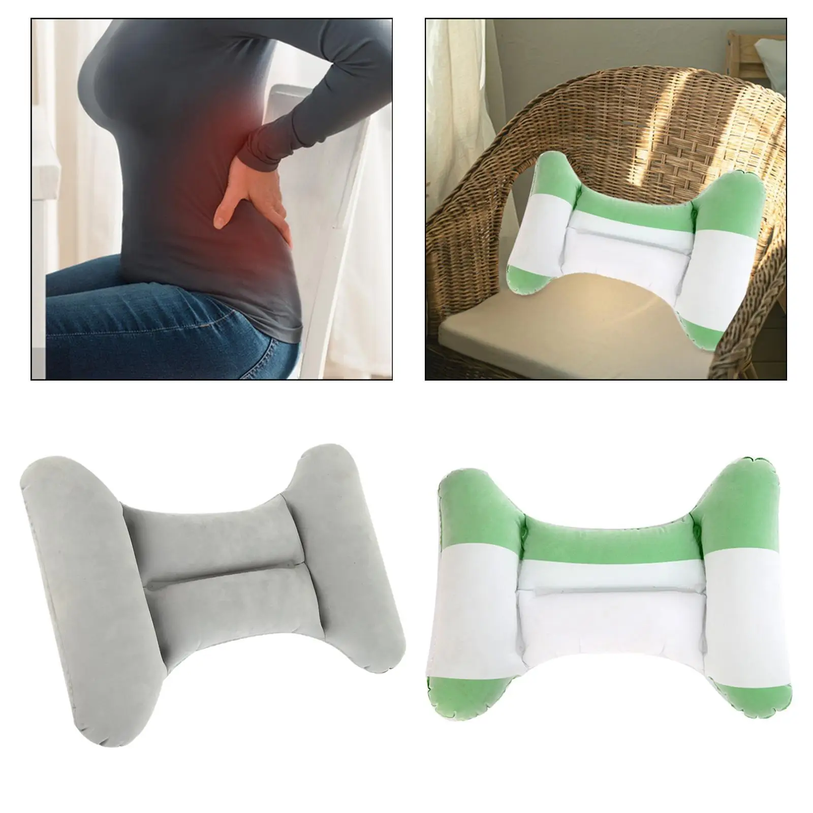 Flocked Air Pillow Soft and Comfortable Press to Inflate Portable Car Seat Pillow for Driving Office Train Flights Business Trip