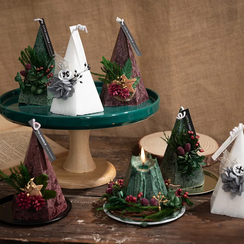 

Christmas home decoration candles Christmas tabletop decorations can be lit scented unscented candles dried flower candle holder