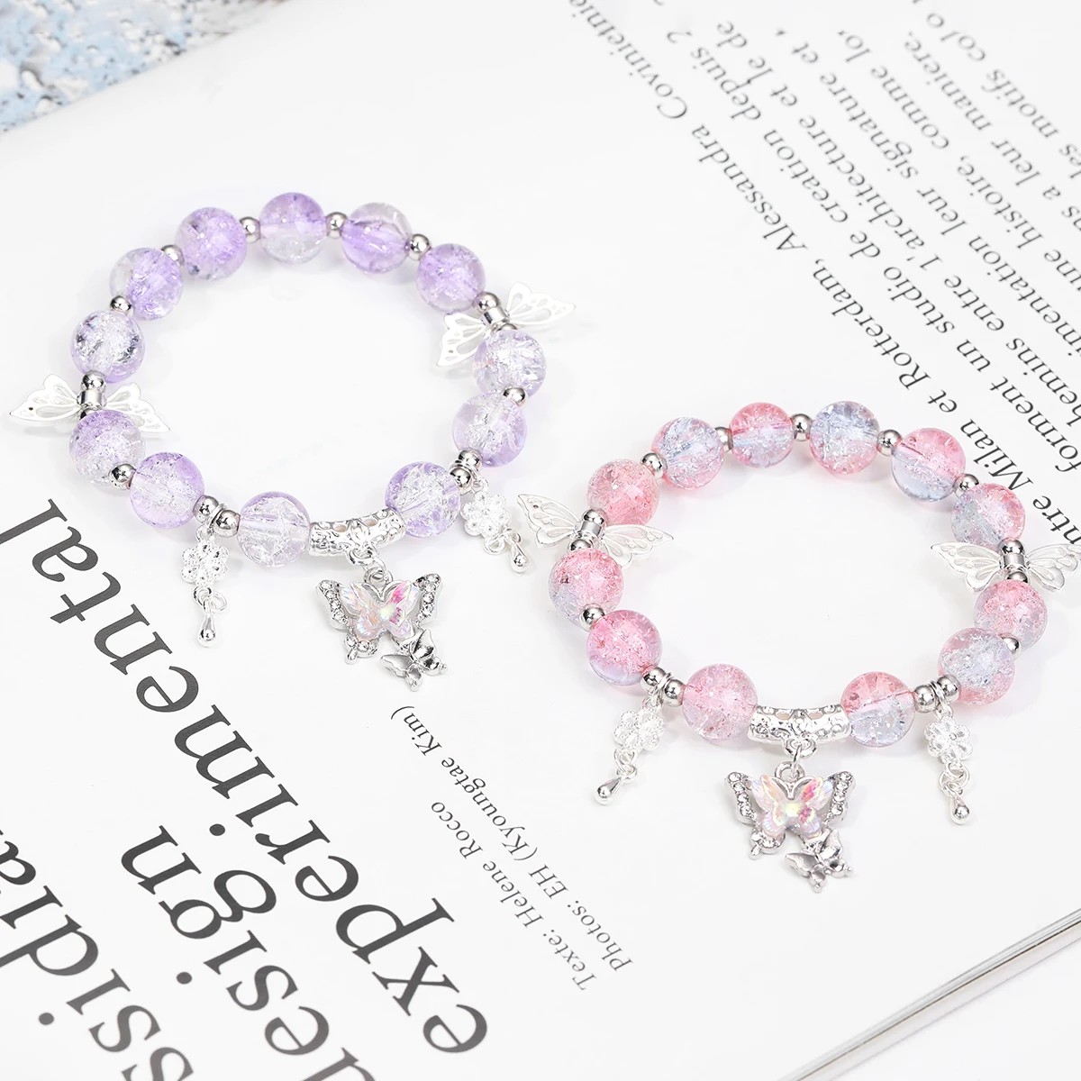 Elegant Butterfly Beaded Bracelet - Charming Jewelry Gift