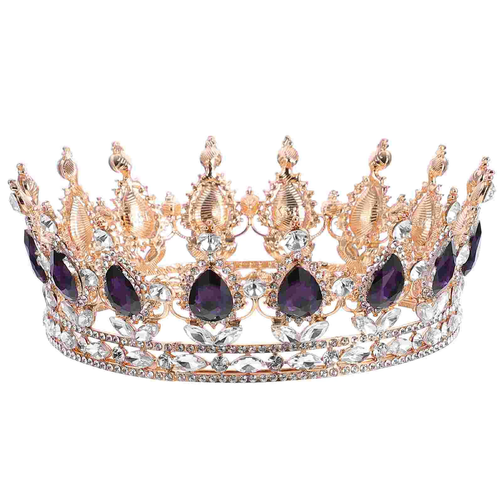 

Gold Tiara With Clear Rhinestone Crystal Queen Crown for Birthday Party