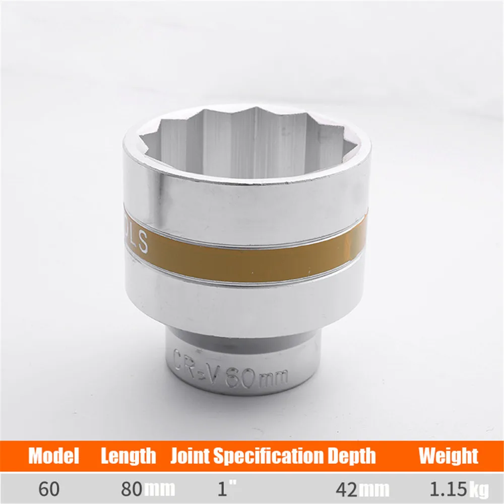 Description Picture 2 of item1Pcs 3/4" Drive Heavy Torx Impact Socket Metric Head 12 Piont Adopter Air Sockets Hand Tools 1Nch Ratchet Wrench Socket 60mm