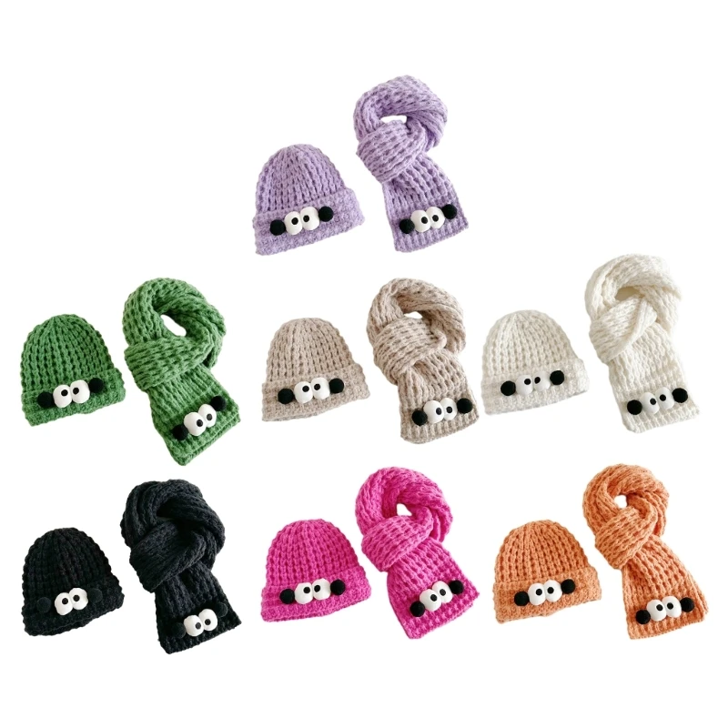 

Teens Knit Beanie Hat Scarf 2pcs Suits Autumn and Cold Weather Warmth Suit