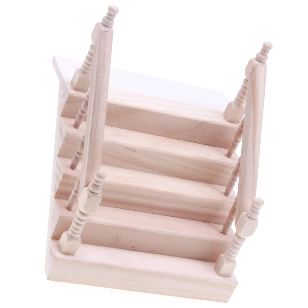 

House Mini Wooden Handrail Staircase Miniature Scene Step Furniture Model Furnishings Accessories