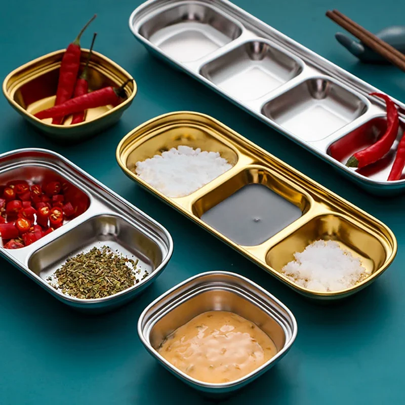 Multipurpose Kitchen Storage Container Dish Boxes Bowl Cup for Dip Seasoning Sauce Food Kitchen Items Tableware Gifts Metal Tray 4