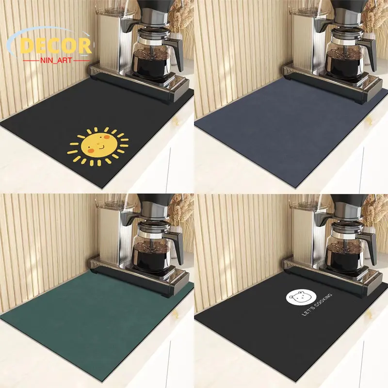 

Super Absorbent Coffee Dish Large Kitchen Rug Absorbent Draining Mat Easy to Clean Dish Drying Mat Quick Dry Bathroom Drain Pad