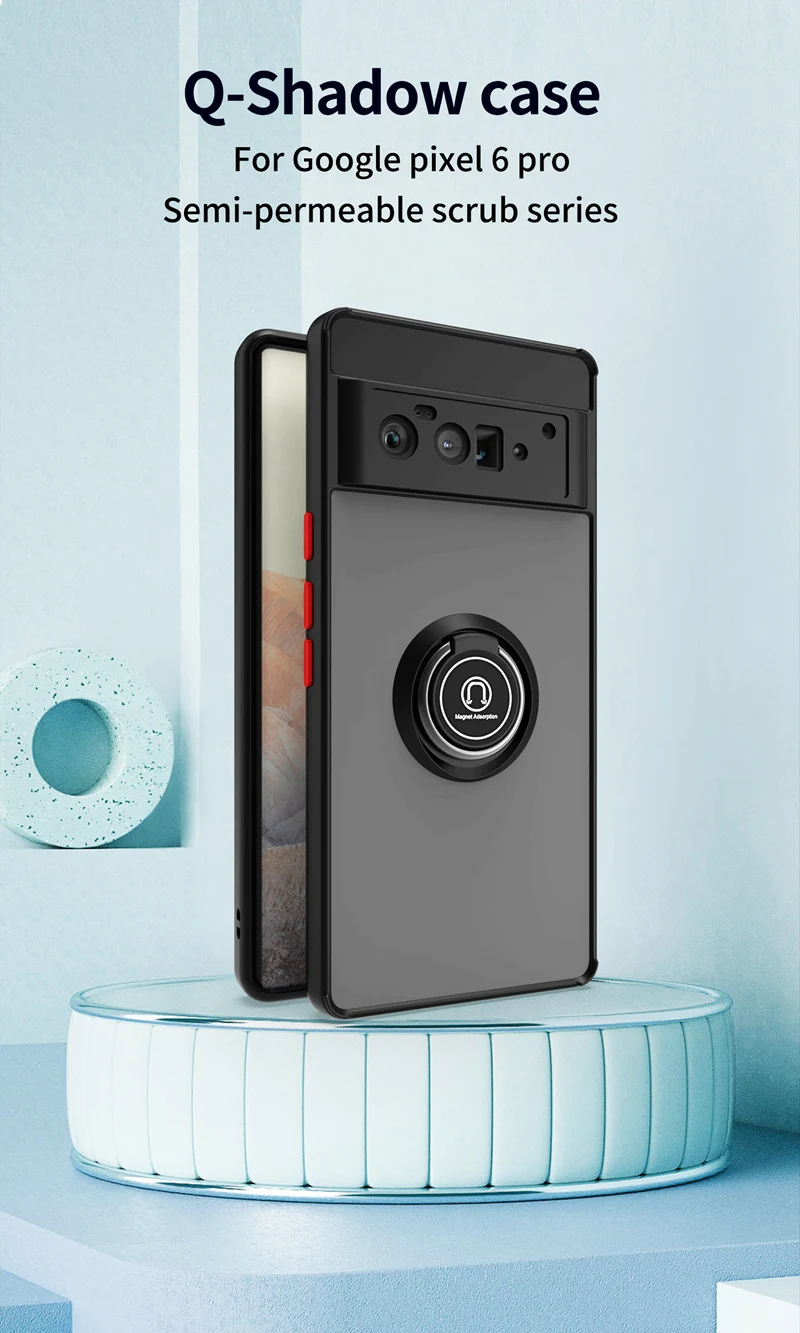 KEYSION Custodia opaca alla moda per Google Pixel 6 Pro Supporto ad anello trasparente Cover posteriore per telefono antiurto per Google Pixel 6_voghion.com