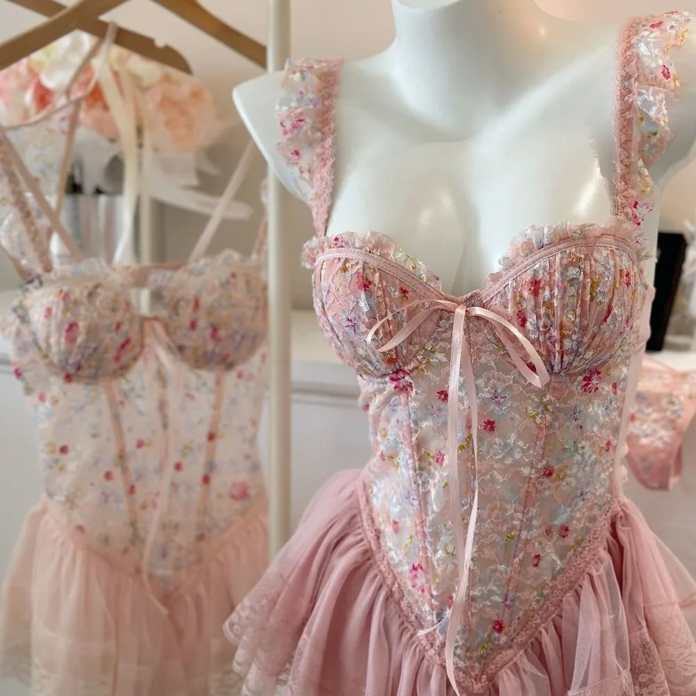 Comfortable sleepwear dress with delicate lace texture and elegant private styling appeal
