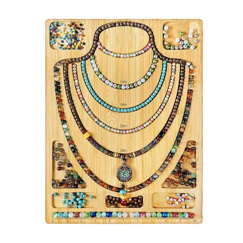 Wooden Jewelry Design Board Beading Design Tray Bead Plate for Bracelets, Necklaces Making and Measuring Easy to Use Dropship