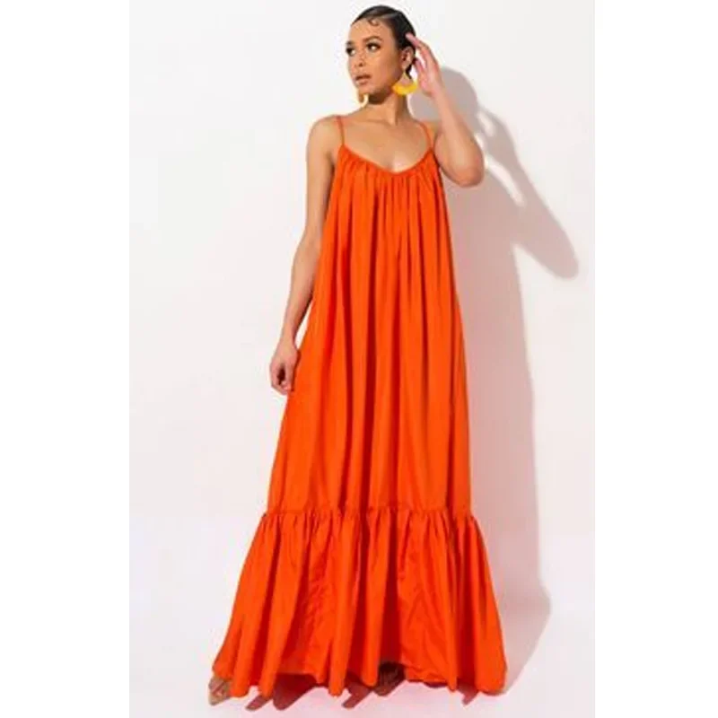 2024 Women Summer Long Maxi Dress Sexy Sleeveless Strap Loose Beach Party Night Club Bandage Female S-5XL Dresses Vestido