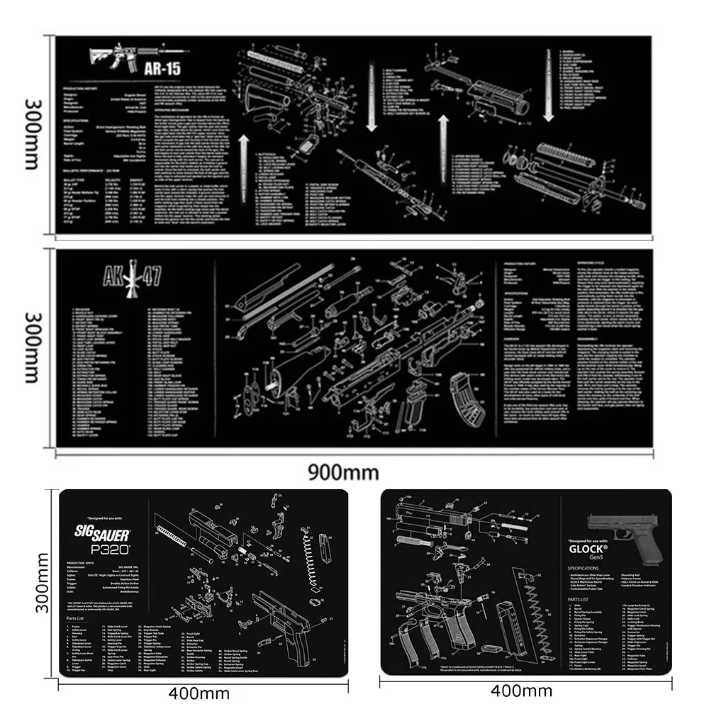 

Gun Cleaning Mat For AR15 AK47 Glock Colt 1911 SIG SAUER P320 P365 M92 CZ-75 Rifle Pistol Gun Repair Build Tool Kits Bench Pads