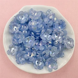 Vibrant Floral Acrylic Beads for DIY Jewelry and Crafts - 80 - Piece Set (4 petals Blue)