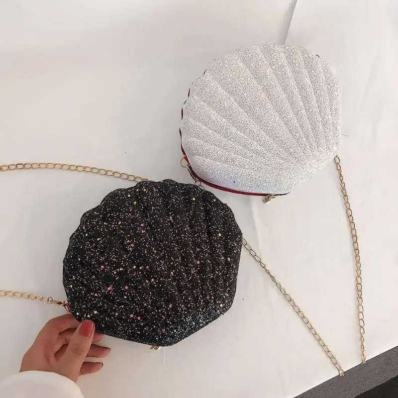 Women Shoulder Handbags Shell Bag Chain Cute Sequins Small Bag Phone Money Pouch Zipper Crossbody Bags for Women Bolsa Feminina crossbody bag women handbags