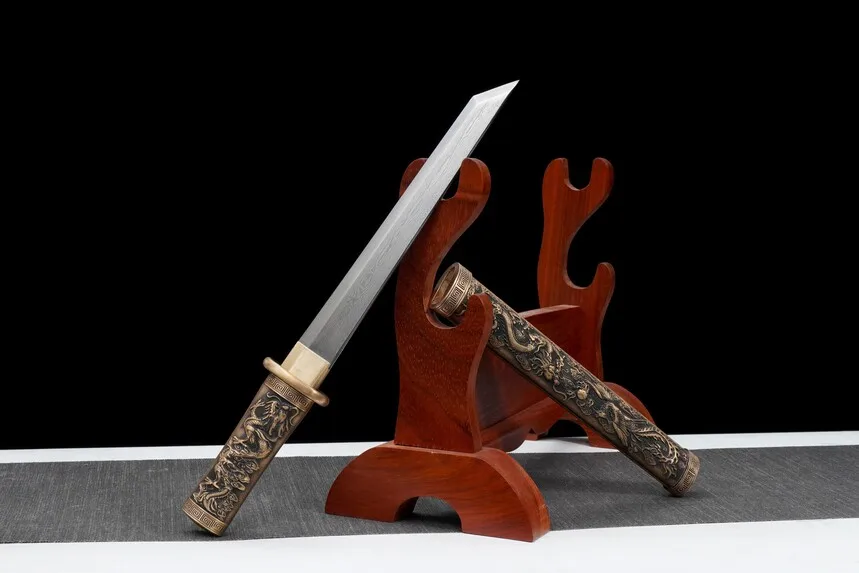 Longquan City Sword Tang Knife Tang Horizontal Knife Short Knife Forging Small Tang Knife Collectibles Crafts Cold Weapons
