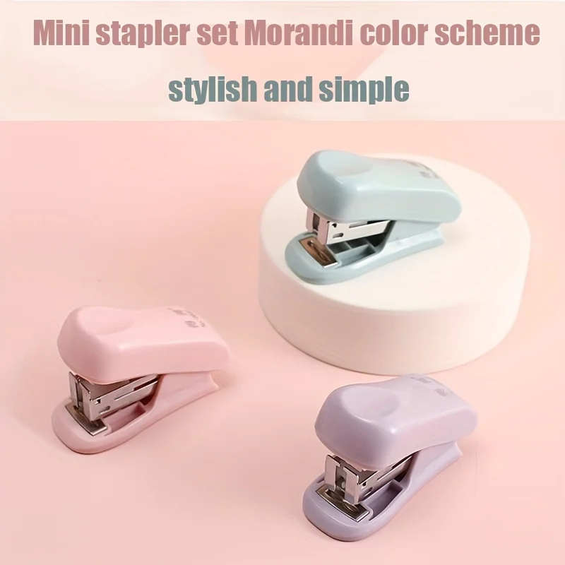 1pc 미니 스테이플러 세트, 스테이플, 종이, 스테이플러, 문구류, 사무용 카와이 문구류, 책 제본 도구, 학교 용품