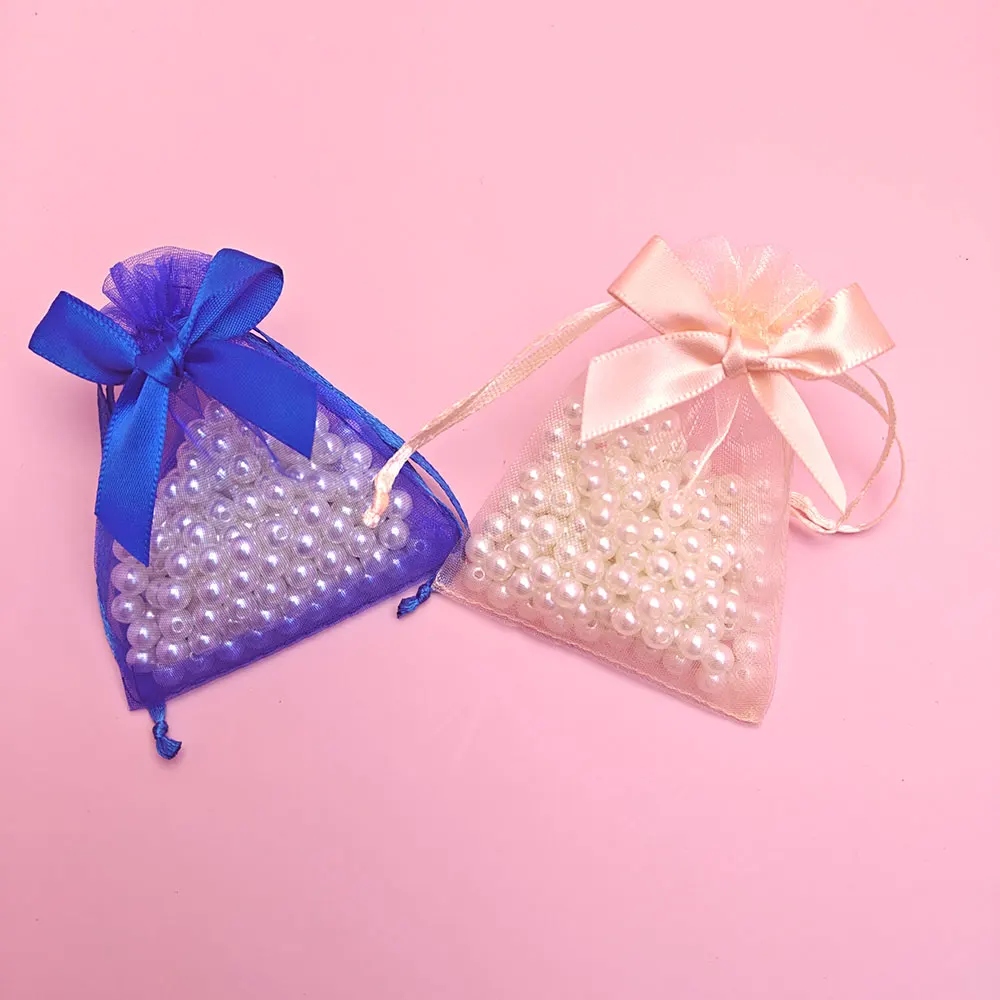 10/20/50 stücke Bunte Bogen Organza Geschenk Taschen Hochzeit Süßigkeiten Verpackung Beutel mit Schleife Hochzeit Party Geschenk Süßigkeiten taschen Großhandel – Detail 3